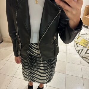 Mango Black and White Zebra Print Skirt
